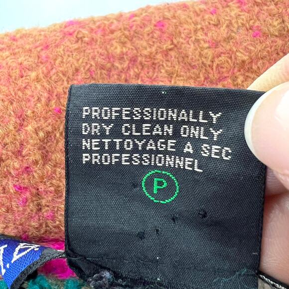 Vintage 90s IB I.B. Diffusion Aztec Southwest Oversized Boiled Wool Jacket XS - Picture 8 of 11